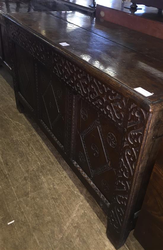 17th century carved panelled oak coffer